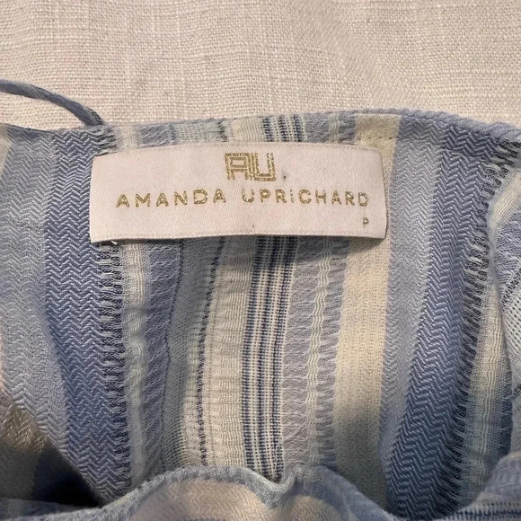 Amanda Uprichard stripe cold shoulder ruffle blouse P/XS - Picture 4 of 5
